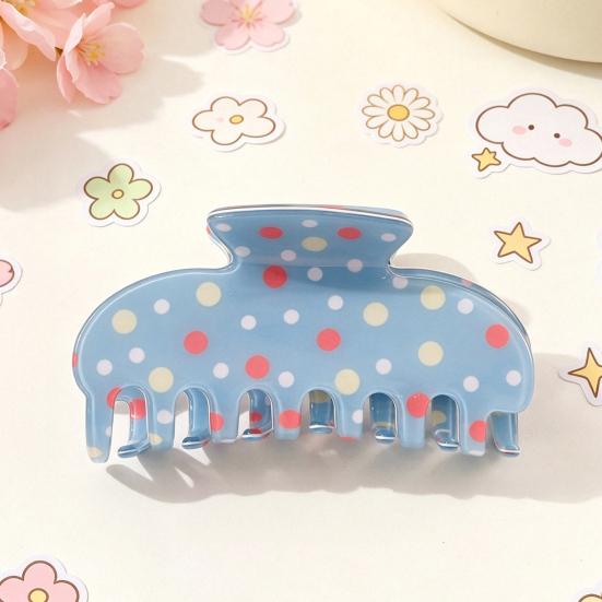 Fashion Hair Barrettes for Girls Colorful Polka Dot Claw Clip Women, Sweet Macaron Style Non-slip Shark Half Up Bun Clips Gripper Thick Hair,