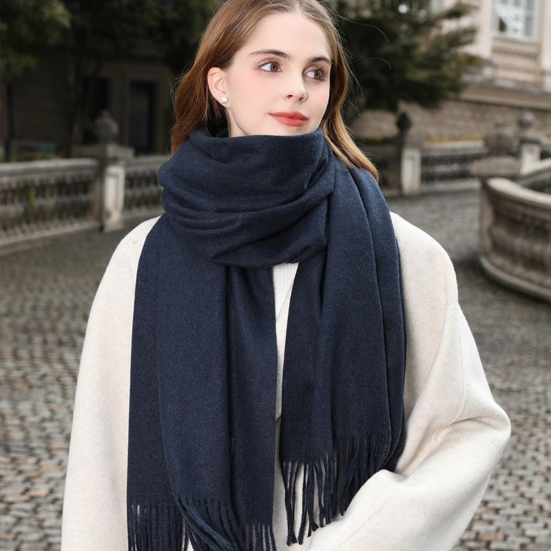 Wool Scarf Autumn and Winter Korean Style Cashmere Scarf Women's Winter New Style Women's Shawl Solid Color Scarf Versatile