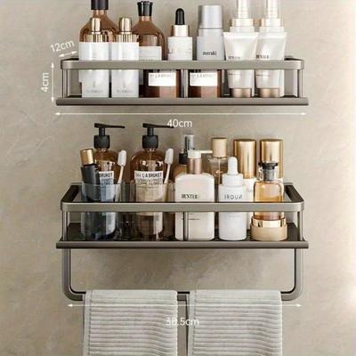 Shower Caddy Organiser Self Adhesive Bathroom Shelf No Drilling Wall Mounted Storage Rack for Bathroom Living Room Kitchen