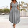 Glitter Sparkly Summer Dress for Women Twist Front V Neck Flowy Beach Sundress Short Sleeve A-line Swing Long Dress