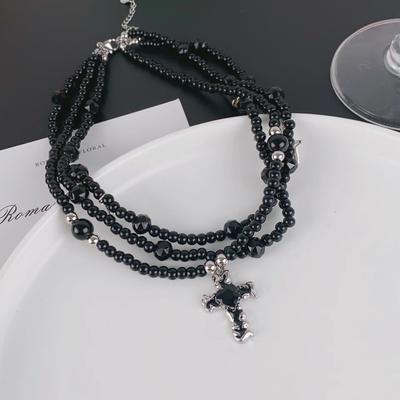 Subculture Punk Cross Necklace Women Multi-layered Wearing Choker Retro Neck Chain Sweet Cool Babes Collarbone Chain Tide