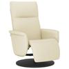 Recliner with Footrest Cream Faux Leather