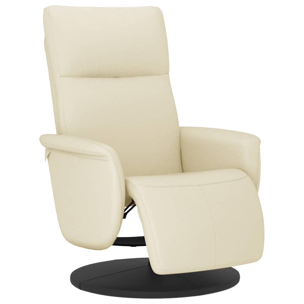 Recliner with Footrest Cream Faux Leather