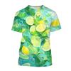 Summer Round Neck 3D Fruit Lemon Pattern Print Top Fashionable Casual Short Sleeved Men's and Women's Unisex T-shirts
