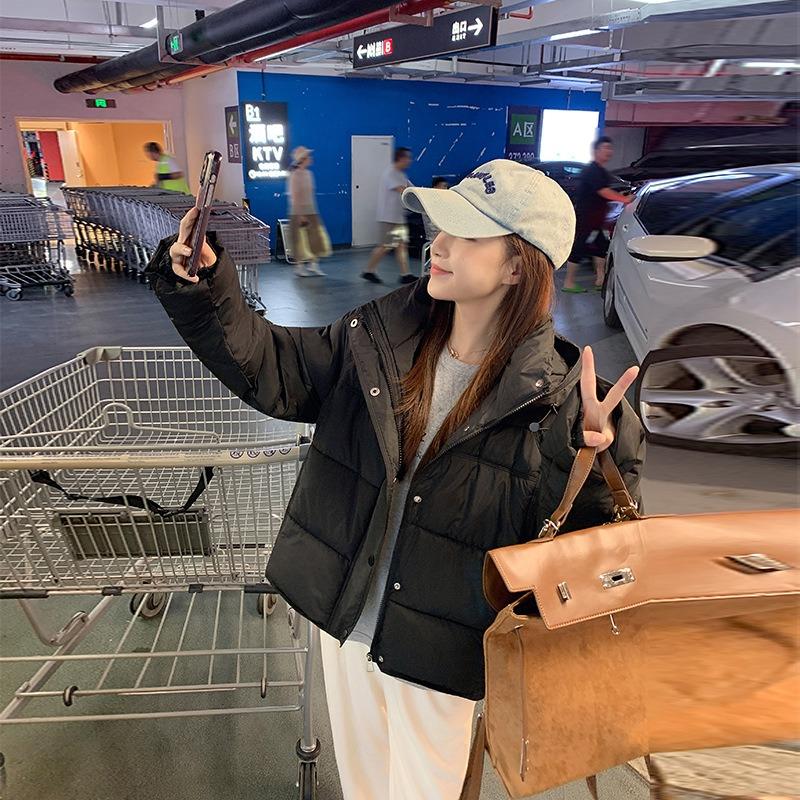 Down cotton clothes winter new loose women looking thin small simple warm short coat tide