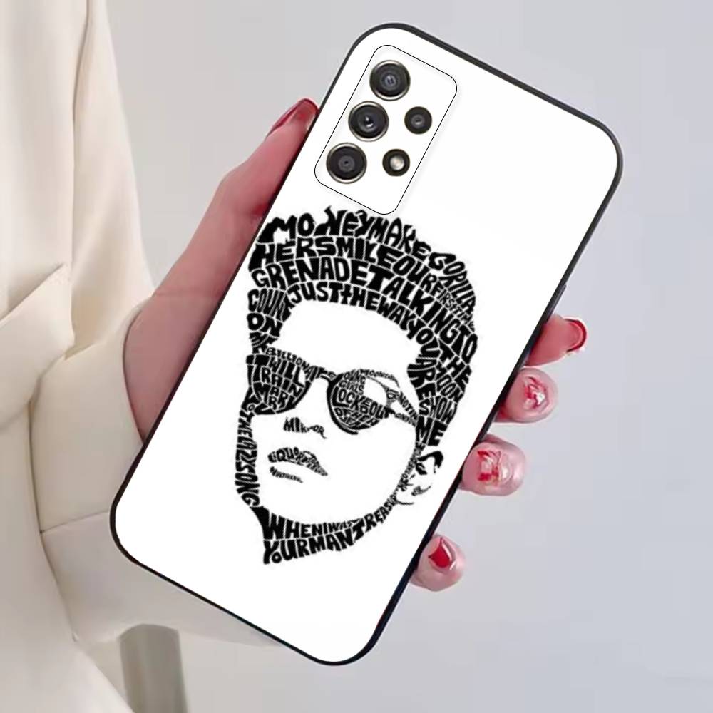 Capa de Celular do Cantor Bruno M-Mars Para Samsung S25,S24,S21,S22,S23,S30,Ultra,S20,Plus,Fe,Lite,Note,10,Capa Preta