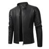 2025 Spring Leather Jacket Men Stand Collar Slim Pu Leather Jacket Fashion Motorcycle Causal Coat Mens Moto Biker Leather Coat
