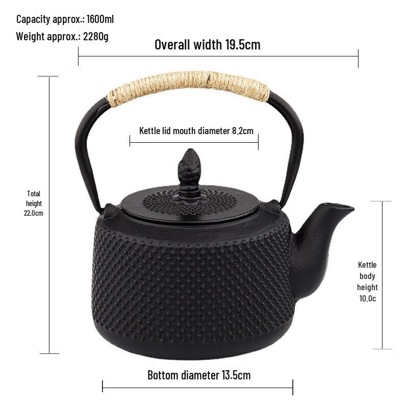 Pabei 1600ml Cast Iron Tea & Water Kettle