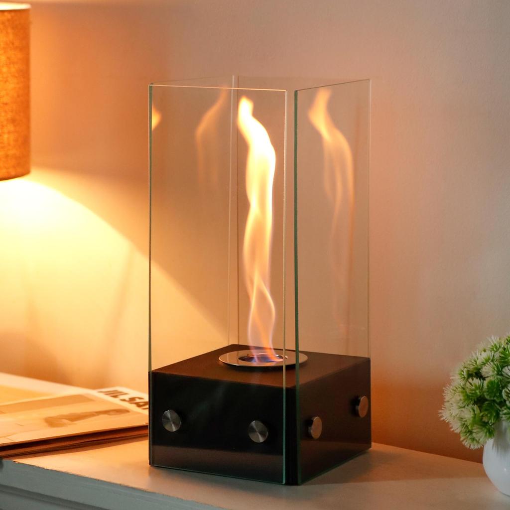 JHY DESIGN Portable Tabletop Bioethanol Fire Bowl 34cm Clean Ventless Fire Room or Office Stylish Gift for and More Fireplace, Pot, Tall, Smokeless,