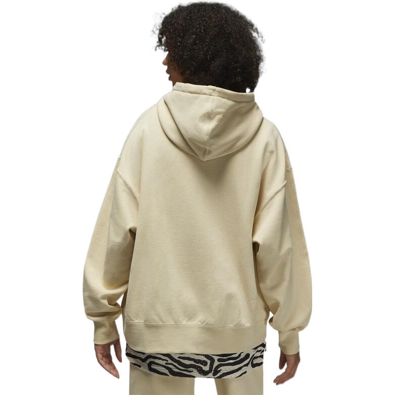 Jordan Flight Classic Sudadera con Capucha Casual Holgada con Forro Polar Logo Jumpman Manga Larga Tops para Mujer Blanco Roto DQ4604-234