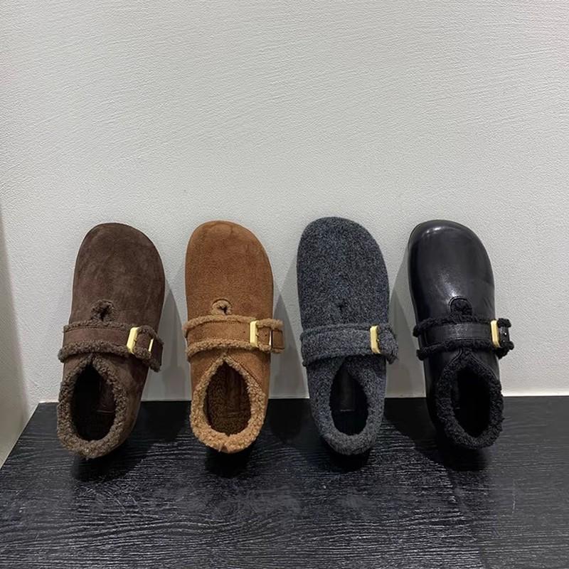 Retro Flat-bottomed Woolen All-inclusive Velvet Women's Autumn and Winter New Warm Cotton Shoes