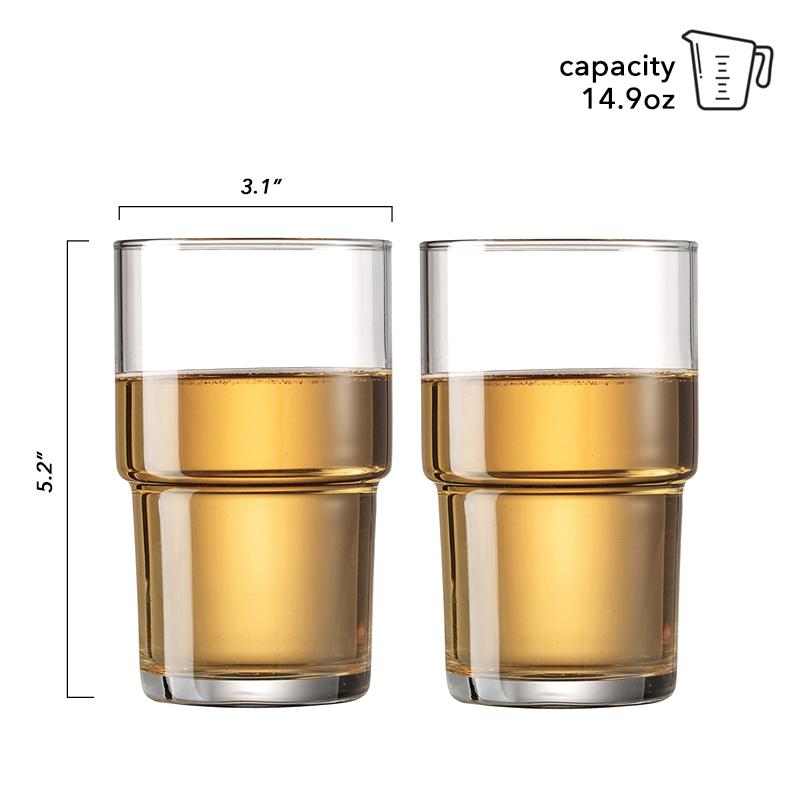 Drinking Glasses,Clear Water Glasses Set of 6,Stackable Drinking Glass Cup Glassware for Milk,Juice,Mojito,Beer,Dishwasher Safe