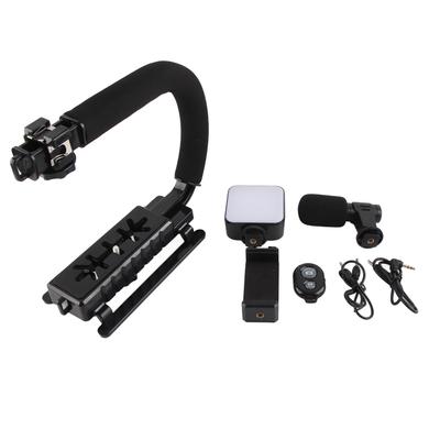 Draagbare Videocamerastabilisator met LED-licht Microfoon Draagbare U-vormige Camerastabilisator