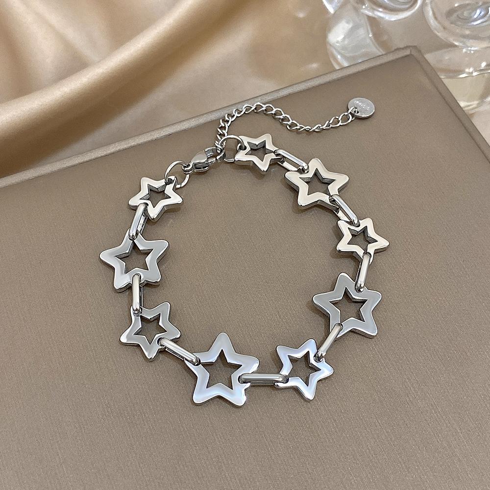 

Fashion Stainless Steel Gold Silver Color Bracelet for Women Cute Hollow Stars Link Chain Bracelets Waterproof Jewelry Gifts