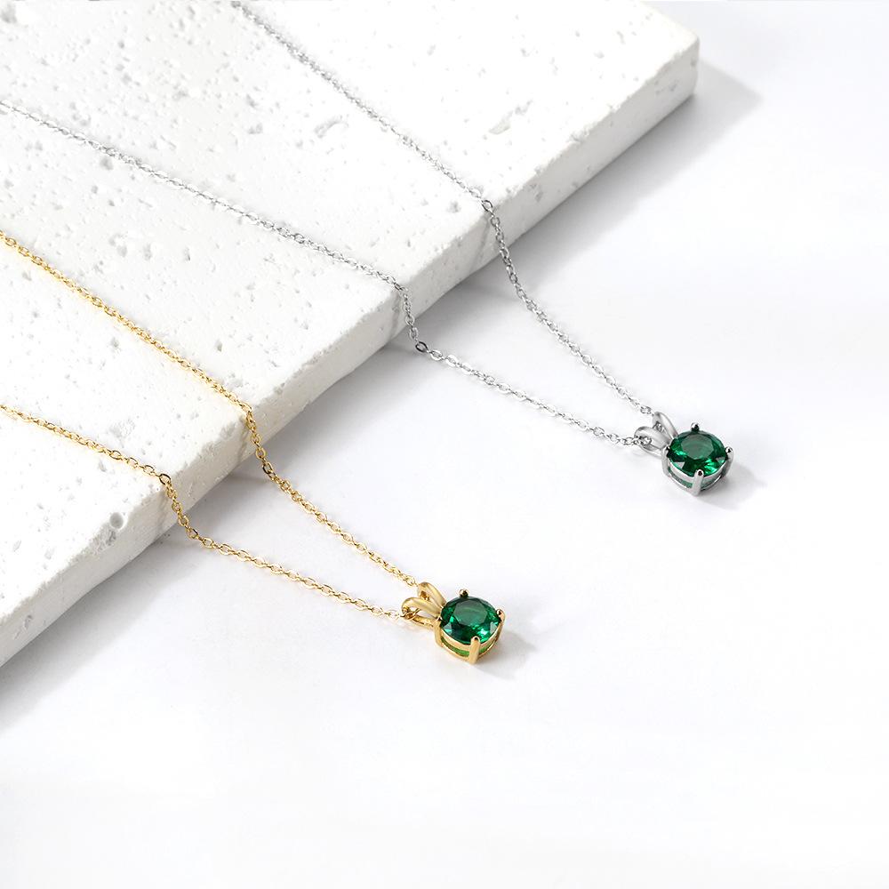 Simple Round White Diamond Pendant Necklace Elegant Versatile Collarbone Chain Jewelry For Women
