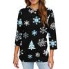 Women's Fashion Casual Christmas Printed Round Neck Long Sleeve Pullover Top