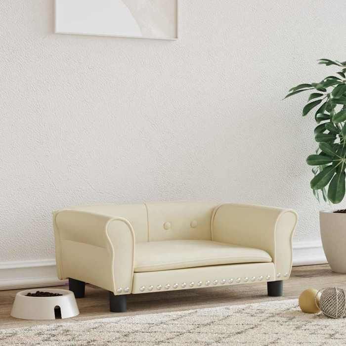 VidaXL Dog Bed, Pet Sofa with Wooden Frame, Basket for Puppies Indoor House, Cream 171832