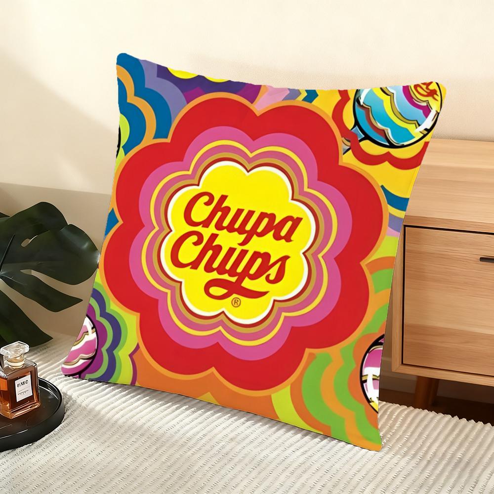 Abstract C-Chupa C-Chups Cushion Cover Soft Short Plush Pillow Cover Smooth Cozy Texture Aesthetic Cushion Case Home Decor