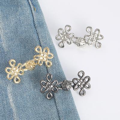 1Pair Chinese Knot Tightener Adjustable Waist Buckle For Jeans No Sewing Required Button Removable Pants Skirts Waist Button