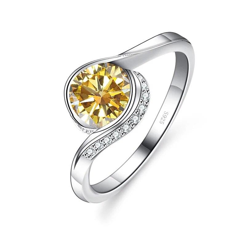 Bague Ringen S925 Pure Inlaid 1ct D Color Moissanite Roundabout Bag Series Women's Simple Closed Ring