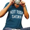 Stylish Women Not Today Satan Tee Comfortable Casual Short Sleeve V-neck Top