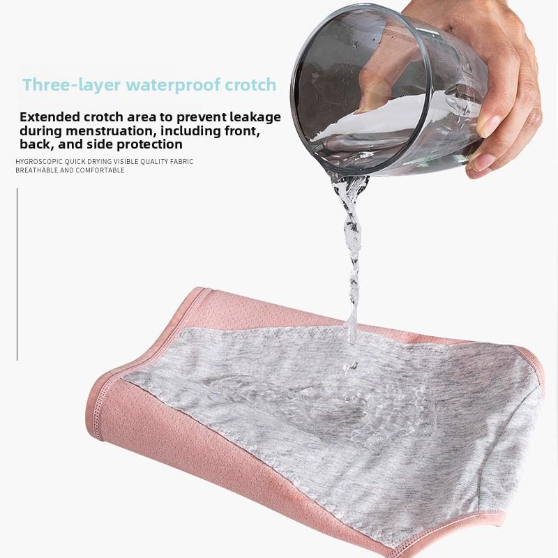 Female Spring and Autumn Pure Cotton Menstrual Period Prevention Side Leakage Breathable Waist Triangle Briefs