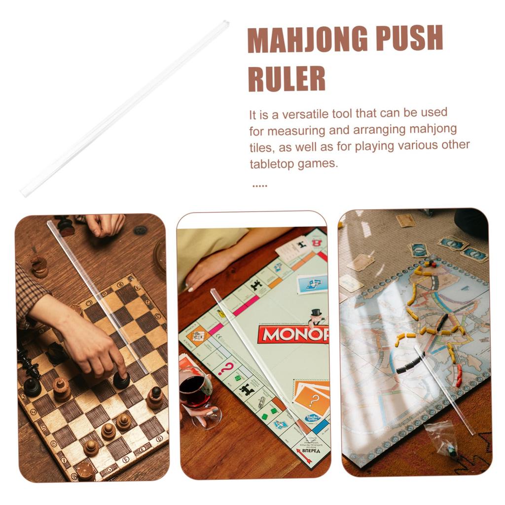 EXCEART Mahjong Pusher Set of 4, 15-inch Clear Crystal Pusher Sticks, Mahjong Table Ruler, Multifunctional Tabletop Game Tool with Smooth Edges, for H