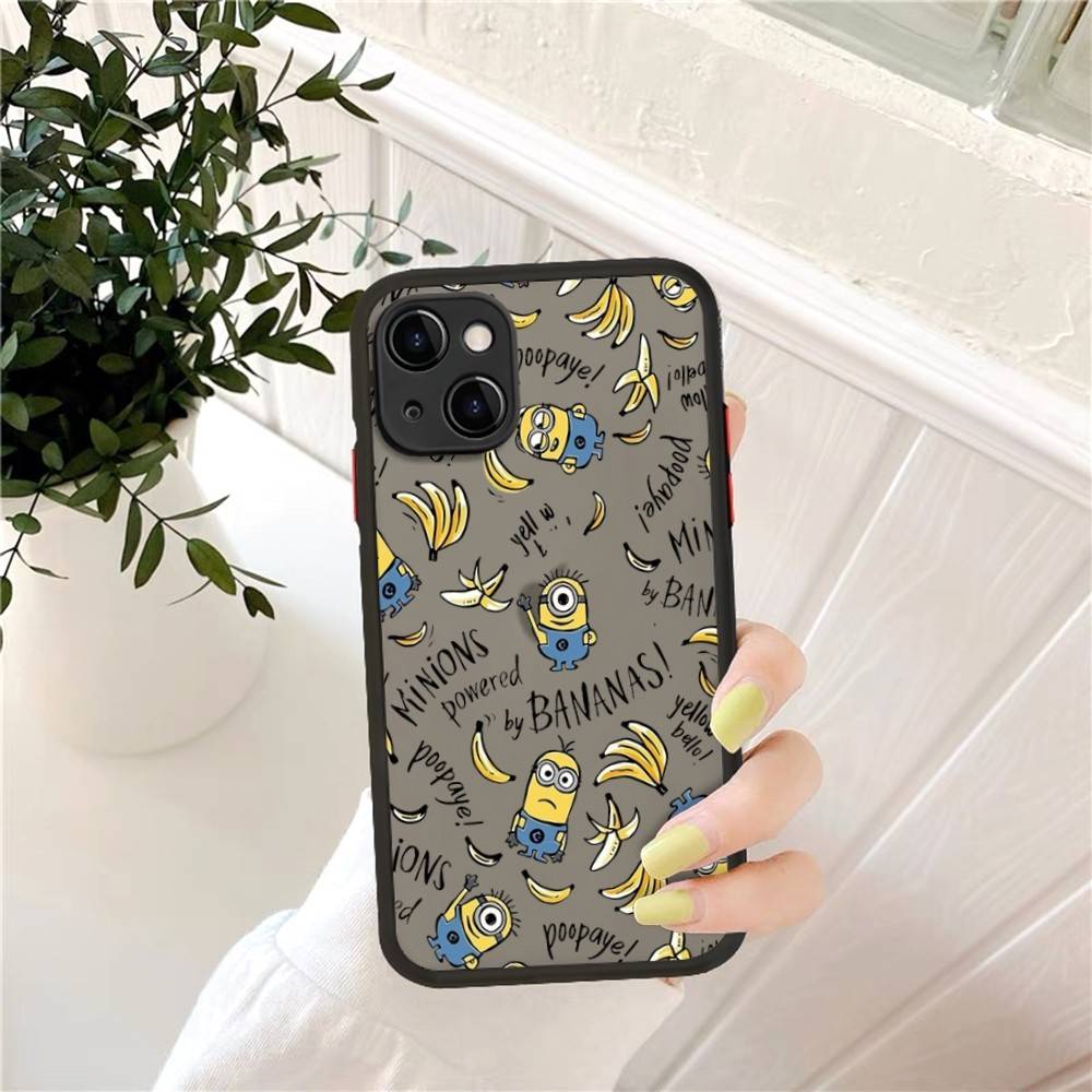 Cartoon Anime Yellow M-Minions Matte Translucent Phone Case For Iphone 16 ProMax 15 14 13 12 11 X XS PRO Plus