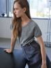 Raye Vera Cashmere Wool Half Sleeve V-Neck Knit (Melange Grey)