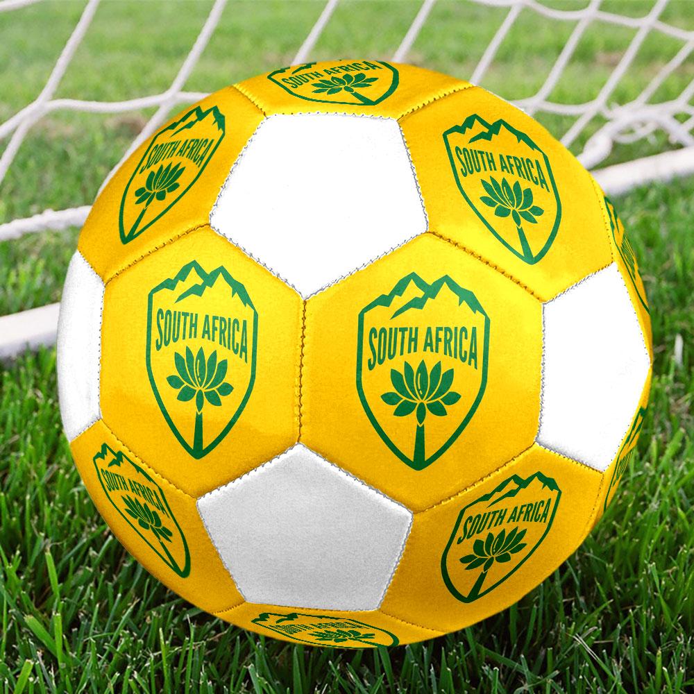 South Africa National Football Size 5 Soccer Ball, Machine-Stitched PVC, Durable & High Bounce, All Ages Fit, Fan Merchandise, Matches & Outdoor Use.