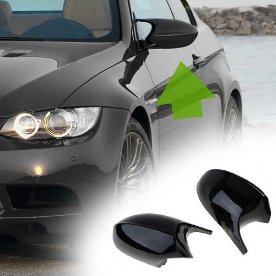 Pair Mirror Cover Cap Fits BMW E90 E93 PRE-LCI Gloss Black M3 Style Replacement