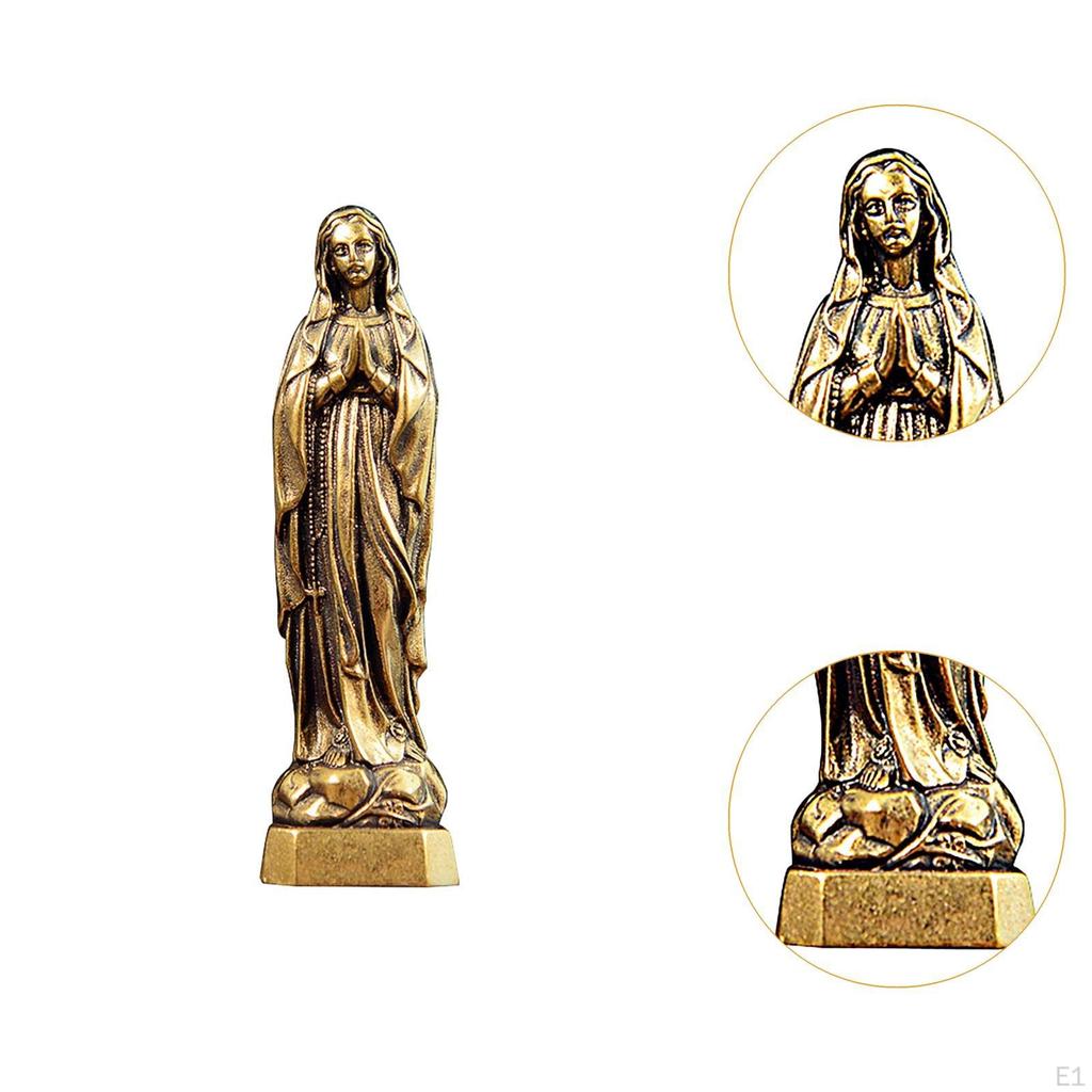 Blessed Mary Figurine Miniature Statue Gift Desktop Decoration Collectible Vintage Artwork Metal