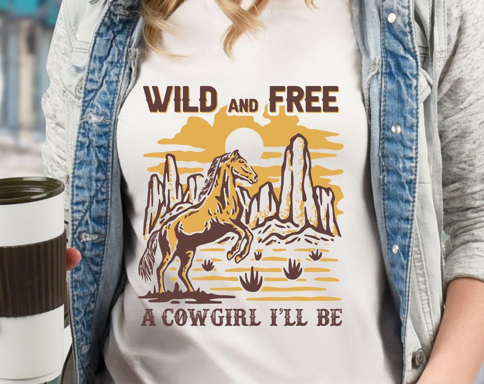 Wild and Free A cowgirl I ll be, cowgirl tshirt, cowgirl shirt, rodeo shirt, country tshirt, retro tshirt XL