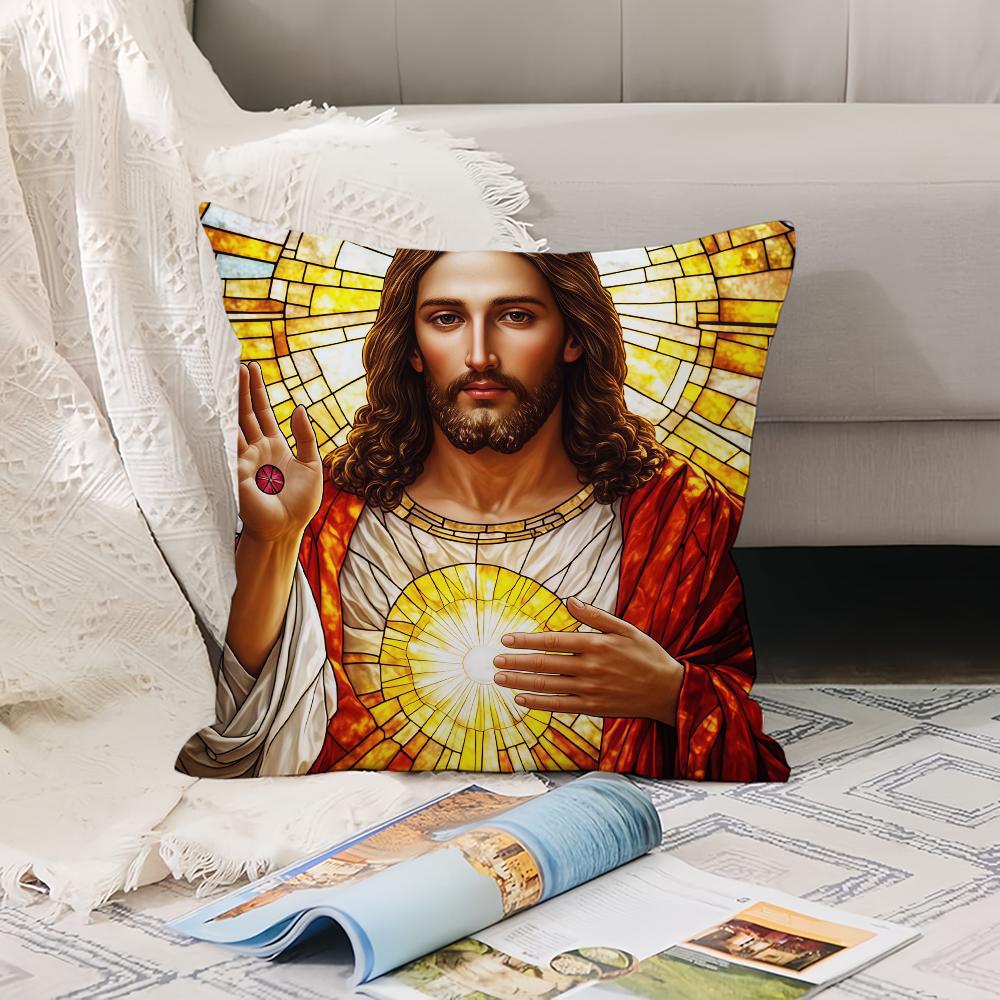 

God of faith JesuS Pillow Case Office Cushions Suitable For Sofa Car Bedroom Decorative Cushion Cover 12x12Inch