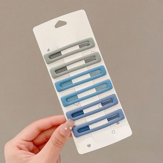 6Pcs Girl Hairpin Matte Color Rectangular Hair Clips Stable Non-Slip BB Clip Face Slimming Versatile Hair Styling Tool