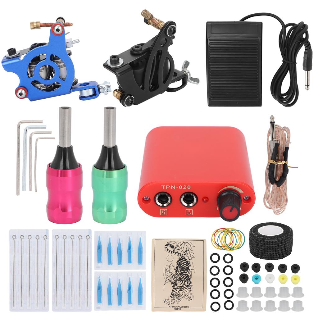 Komplettes Tattoo-Kit 10 Wrap Shader 8 Wrap Liner Spulenmaschinen-Kit für Tattoo-Künstler Anfänger