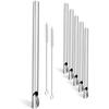 8Pcs Stainless Steel Straw Reusable Pearl Milkshake Bubble Tea Straws with Brush Stirring Smoothie Spoon Shaped Straw Set