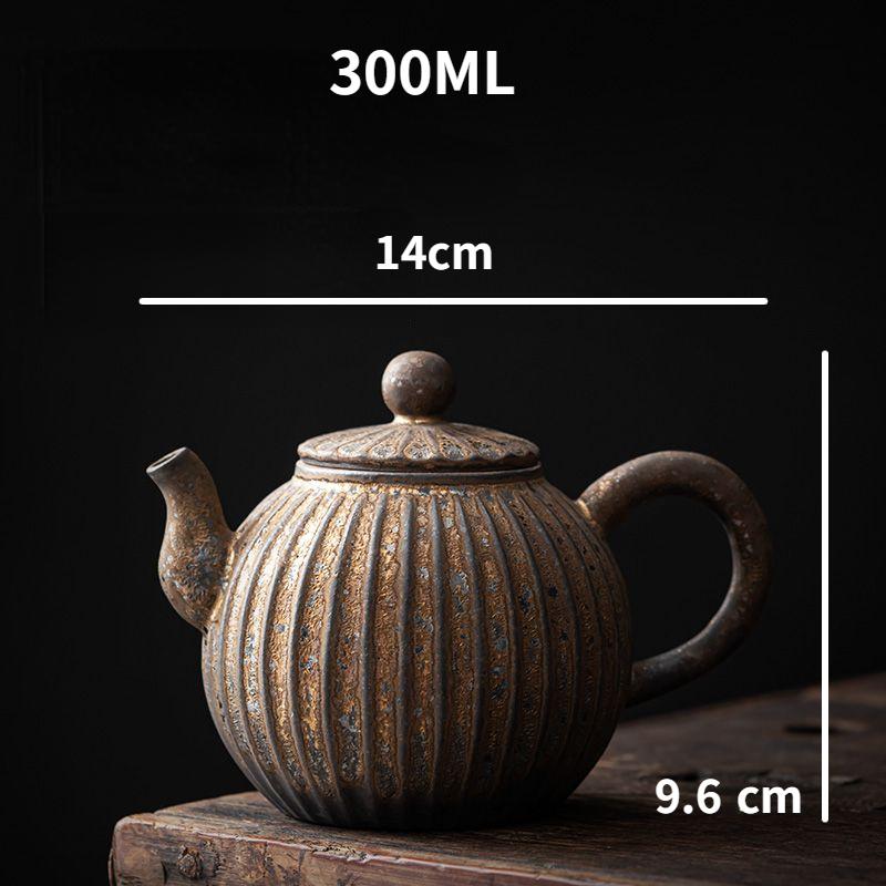 Japanese Teapot Single Pot Household Retro Kung Fu Tea Set Single Filter Ceramic Tea Maker Gilt Teapot Set