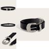 Black Vintage Decorative Rhinestone Belt Woman's Retro Style Alloy Buckle Personality Belt