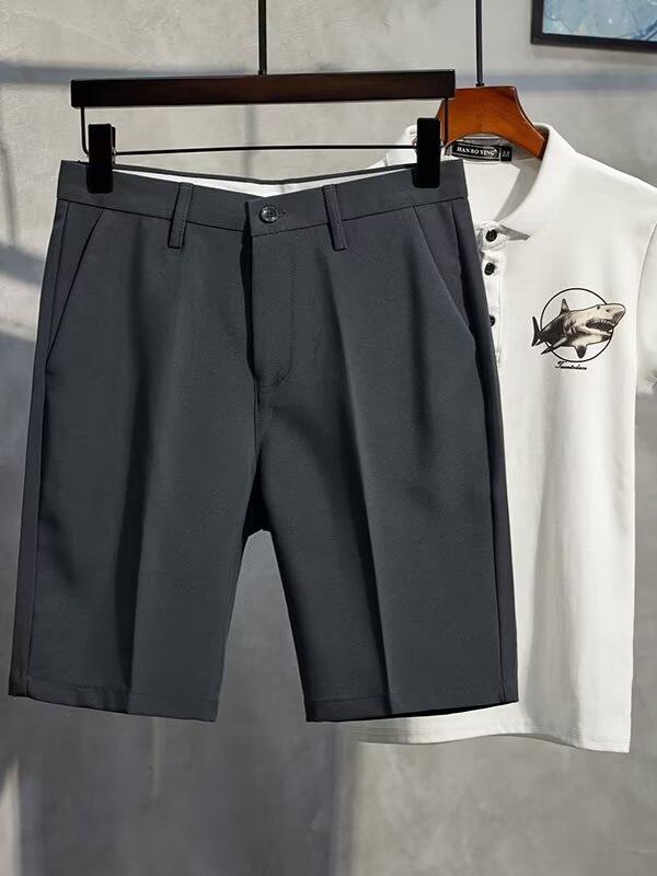 Men's Trendy Summer Casual Suit Shorts - Light, Mature & Loose-Fit Straight-Leg Pants