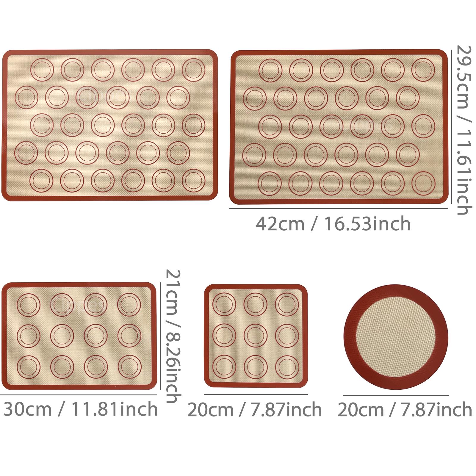 

5PCS Silicone Baking Mats Set, Non-Stick, Reusable, Heat-Resistant, for Oven, Air Fryer, Baking Cookies, Macaron, Bread, Pastry