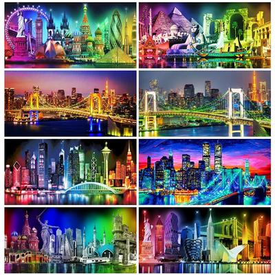 Bricolage diamant peinture ville paysage mosaïque nouveauté broderie nuit paysage vente décor à la maison diamant Art