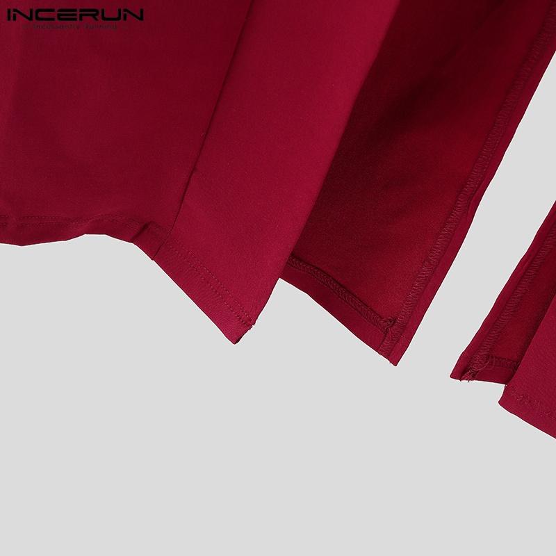 INCERUN Herren Stehkragen Langarm Offene Front Lange Strickjacken Mäntel