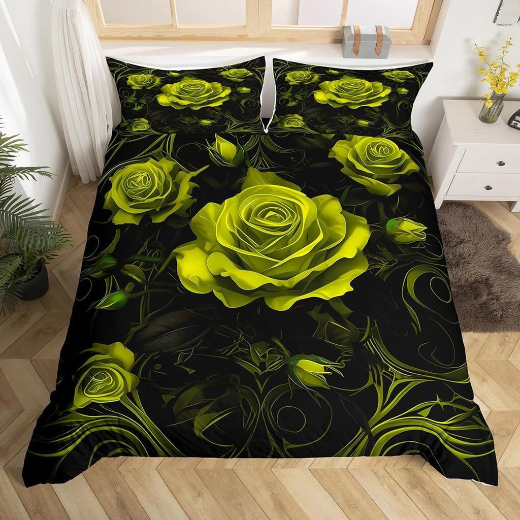 Red Roses Soft Duvet Cover Twin Quen Hapy Valentine's Day Beding Set Romantic Flowers Warm Comforter Cover Lovely Love Heart Comfortable Quilt Cover
