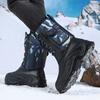 Herren Tarnung Mittelhohe Schneestiefel, Schnürung Dicke Sohle Fleecegefüttert Warm Outdoor Arbeit Baumwollschuhe