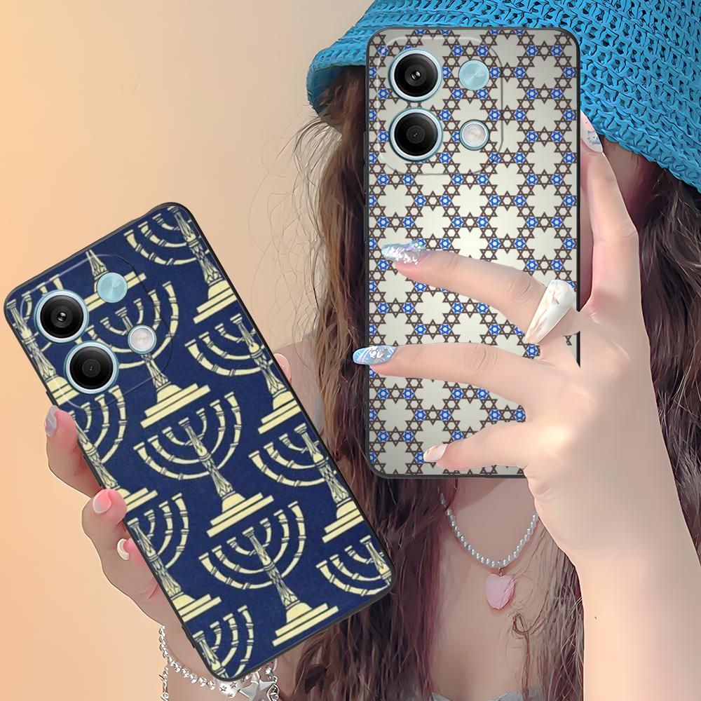 Jewish Hanukkah Mobile Phone Case for Xiaomi Redmi 15 14 13 12 A5 3 2 1 C Plus 4G 5G Colorful Printing Cover Cover Pretty Luxury