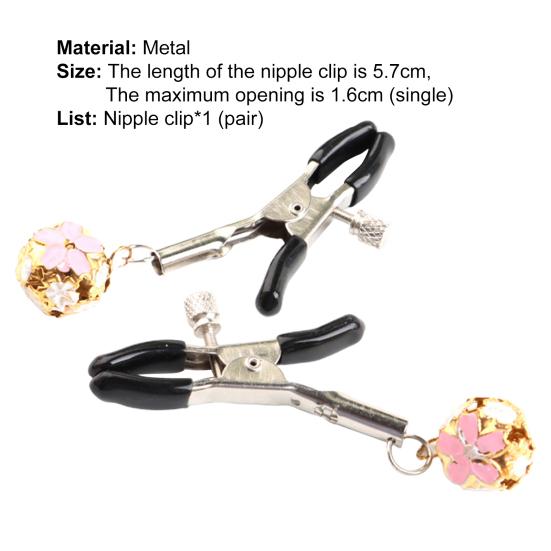 Yousheng 1Pair Breast Clamp Comfortable Long Lifespan Metal Nipple Screw Clip with Bell for Couple