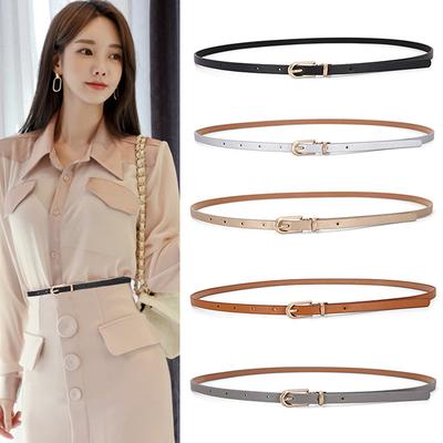 1Pc Fashion Black White Gray Women Belts Thin Skinny Waistband Pin Buckle Adjustable Belt Summer Dress Jeans Strap Pu Belts