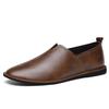 Men's Handmade Leather Slip-On Loafers - Casual Flat Low-Top Shoes