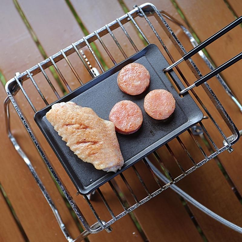 Small Grill Pans Barbecue Griddle Frying Pans Outdoor Picnic Grill Plate Rectangle Small Baking Pans Cooking Utensils